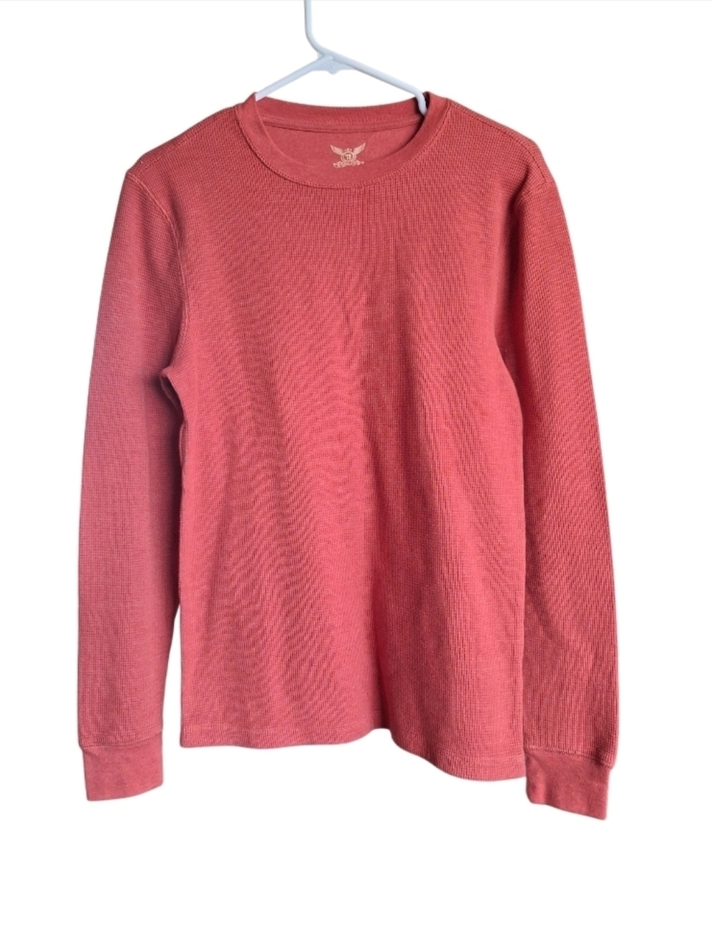 Faded Glory Men's Waffle Knit Thermal Long Sleeve Crew Neck Shirt - Burnt Orange